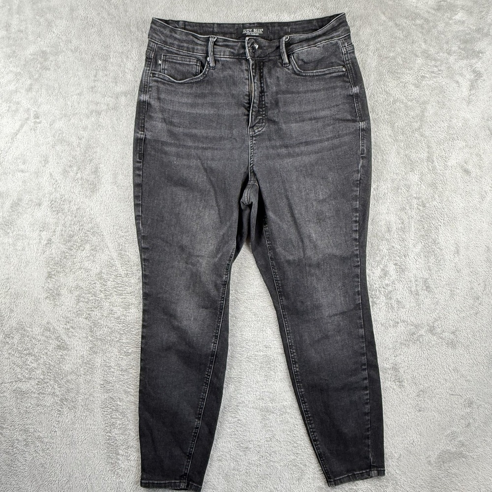 Judy Blue Jeans Womens Plus 14W Faded Black Denim High Rise Stretch 29" Inseam‎